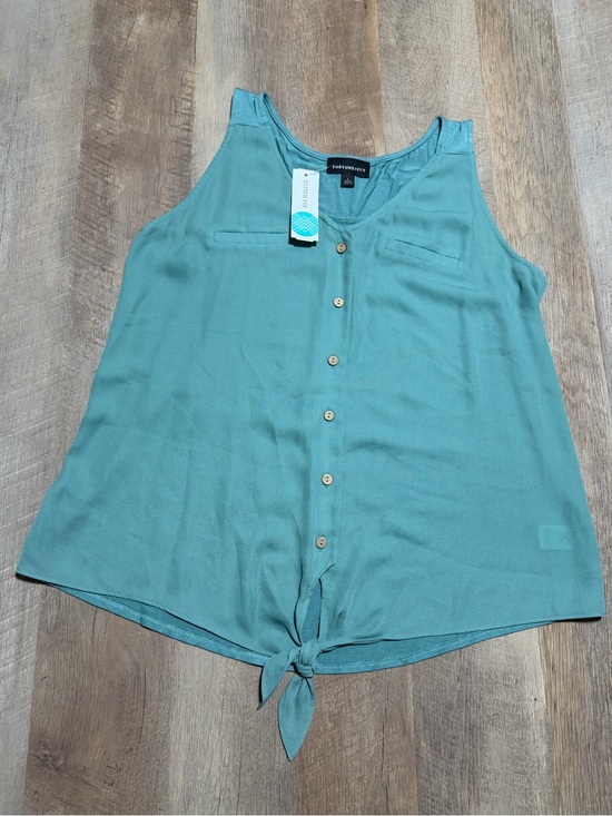 Fortune + Ivy Tops - NWT | Fortune + Ivy Bendry Green Tie Front Button Blouse Tank Top |Large